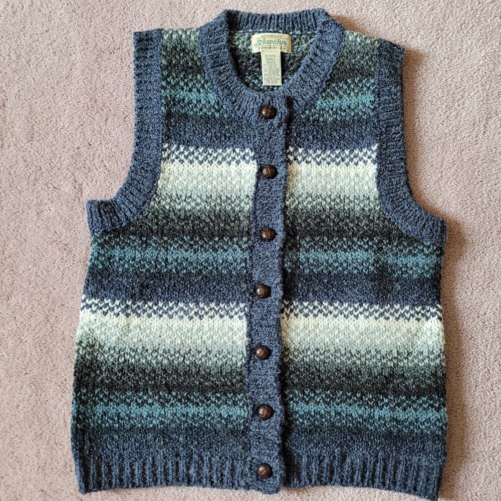Vintage NEW St John’s Bay Women's Button-Up Knit Sweater Vest Size Petite Small
